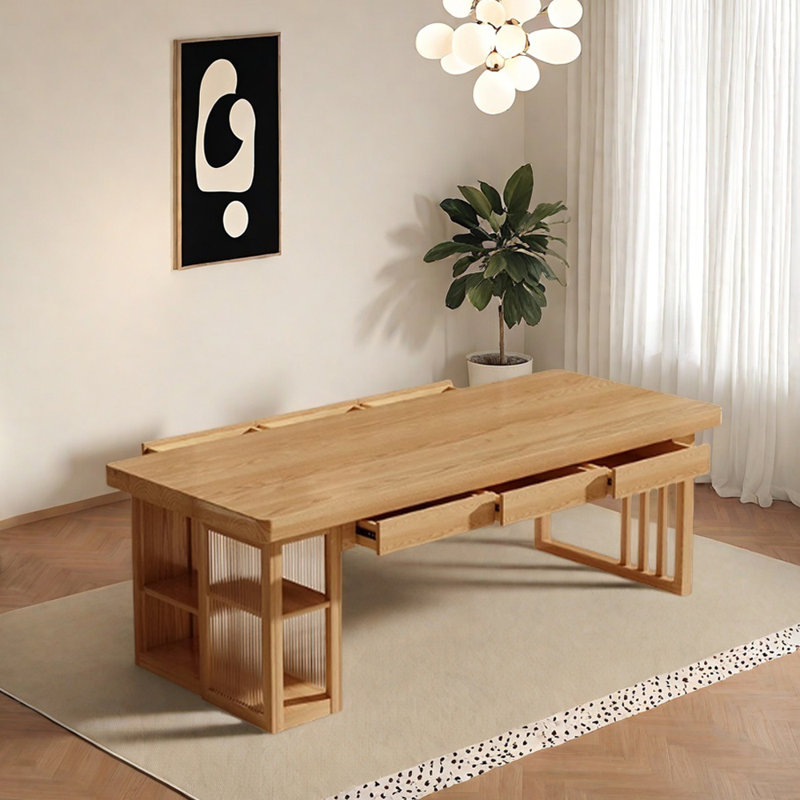 Table multifonctionnelle en bois de frêne brun, H 29,52 po x L 70,86 po x l 31,49 po
