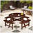 Outdoor 8 Person Picnic Table, 8 Person Round Picnic Table With 4 Built-In Benches, Umbrella Hole, Outside Table And Bench Set For Garden, Backyard, Porch, Patio-1459202689