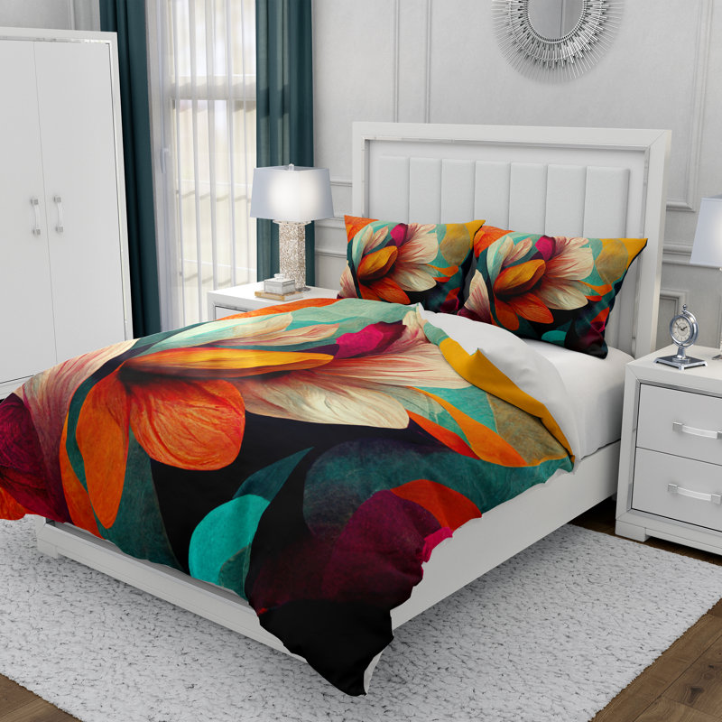 Floral Duvet Cover, Queen Duvet Cover + 2 Queen Shams
