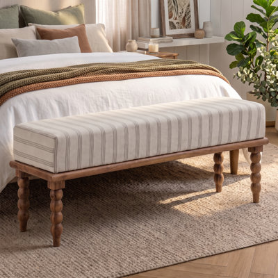 Artisan 52"W Upholstered Solid Wood Bench