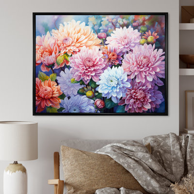 " Pinka and White Mums Minimal Charm I " Print