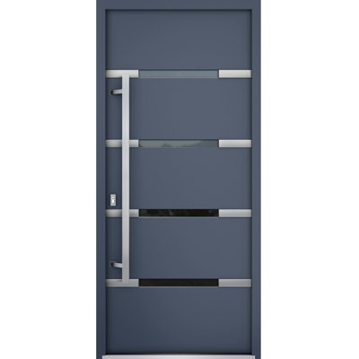 Deux Grey Exterior Metal Prehung Front Entry Doors