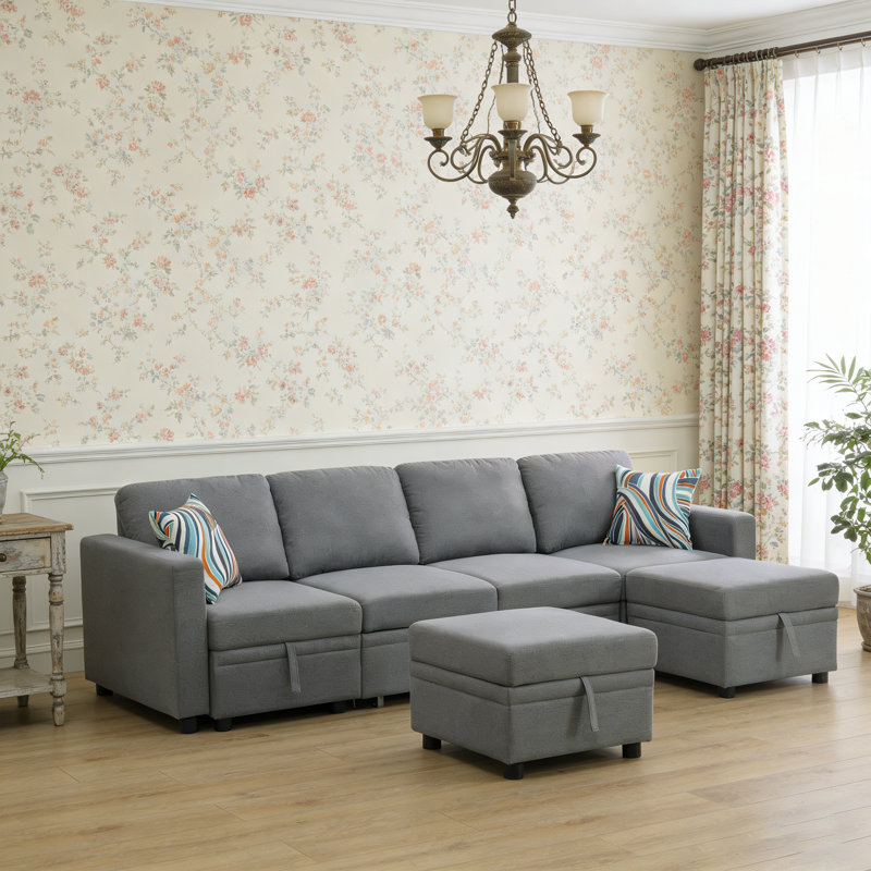 Ensemble de canapé-lit pliable multifonctionnel gris foncé avec dossier de rangement et cadre en bois massif