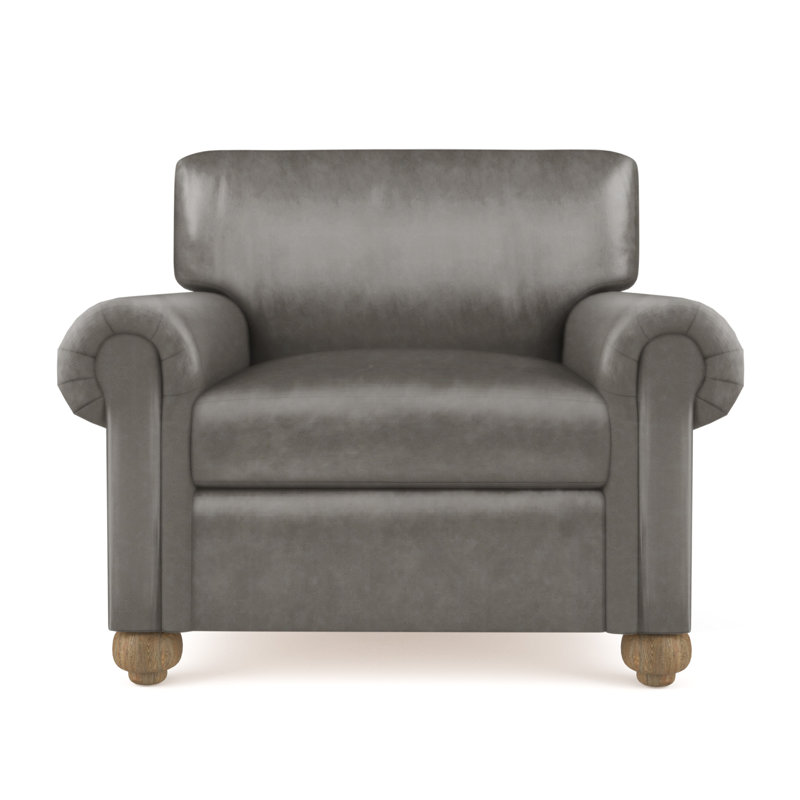 Leroy Armchair, 36" H x 41" W x 49" D, Pebble Weave Linen Alabaster, Ebony