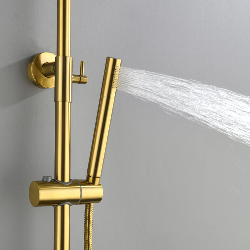 Système de douche complet thermostatique exposé en laiton massif 47,24 po avec valve brute