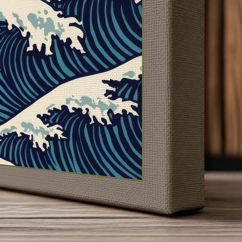 Rhythmic Waves Japandi - Wrapped Canvas, 18x12 - 45.7 x 30.5 cm, Taupe Border
