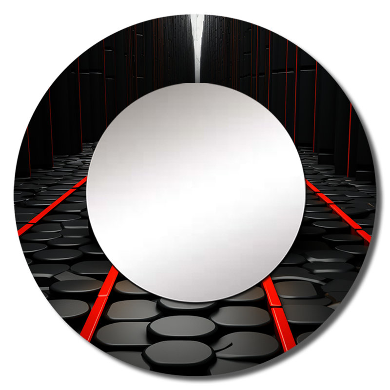 Black Car Abstract Background - Road Unique Mirror, Modern Large Round Wall Mirror, Printed Metal Art, 36" x 36"