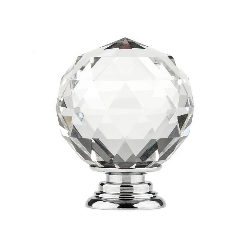 2" Diameter Round Knob, Clear/Chrome