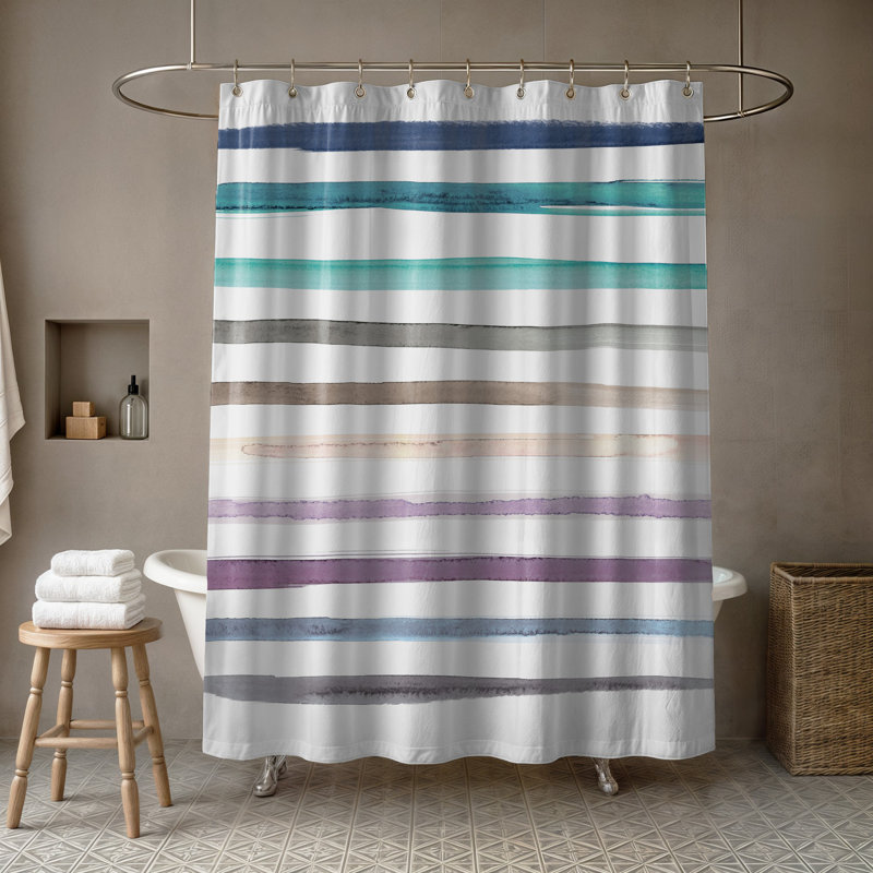 Chanley Striped Shower Curtain, Blue