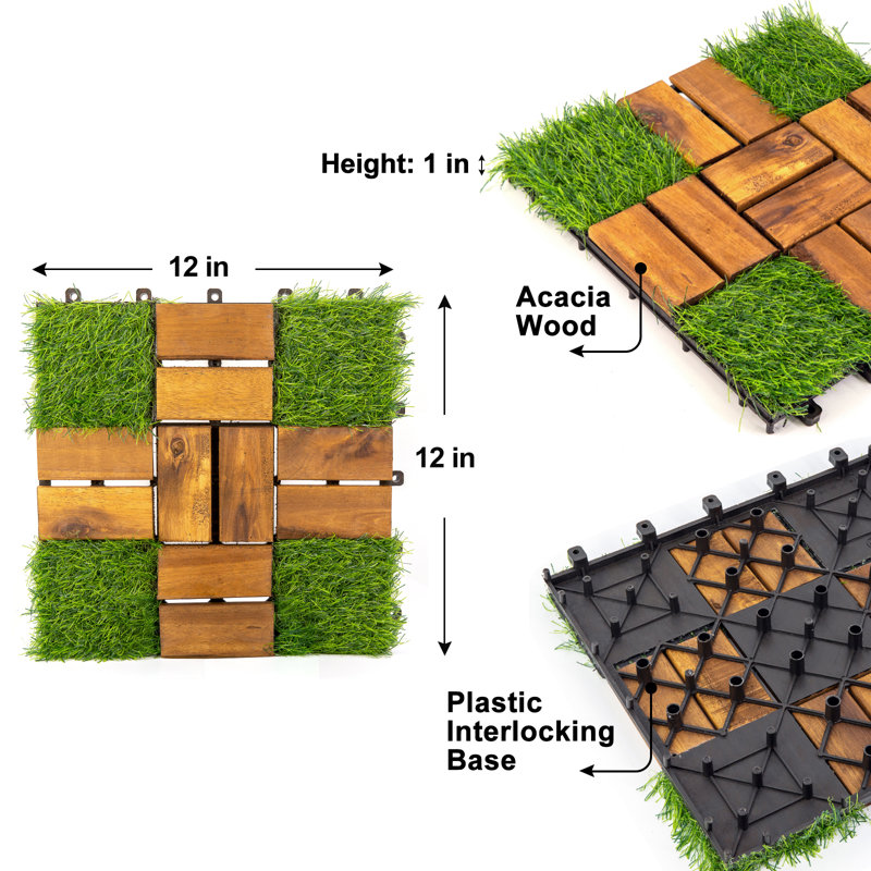 10 carreaux de plancher en bois d'acacia 10 pi
