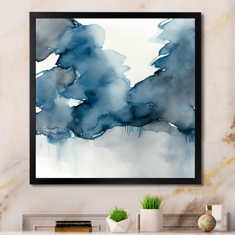 «Through The Sapphire Blue Clouds II», reproduction sur toile, Impression noire sur toile encadrée, L 16 po x H 16 po