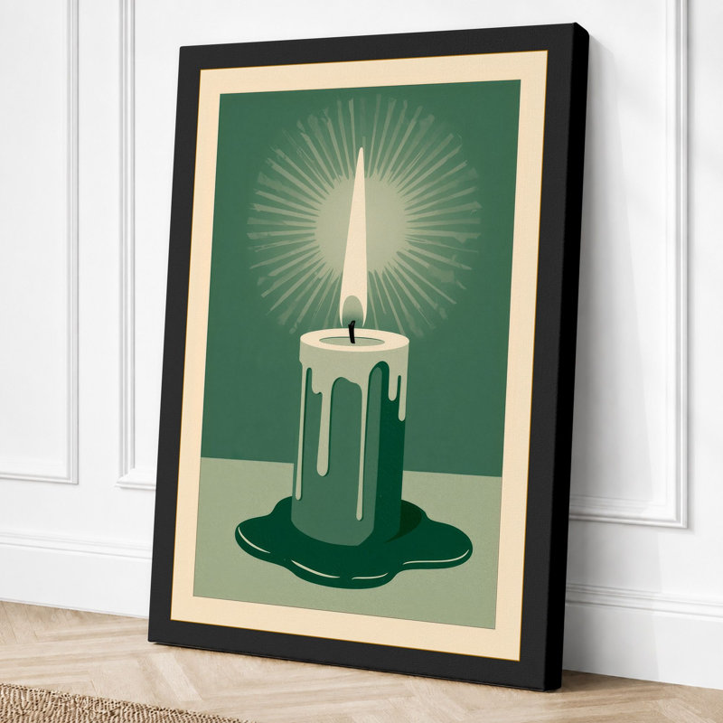 Luminous Flame Minimalist - Wrapped Canvas, 36x24 - 91.4 x 61.0 cm, Black Border