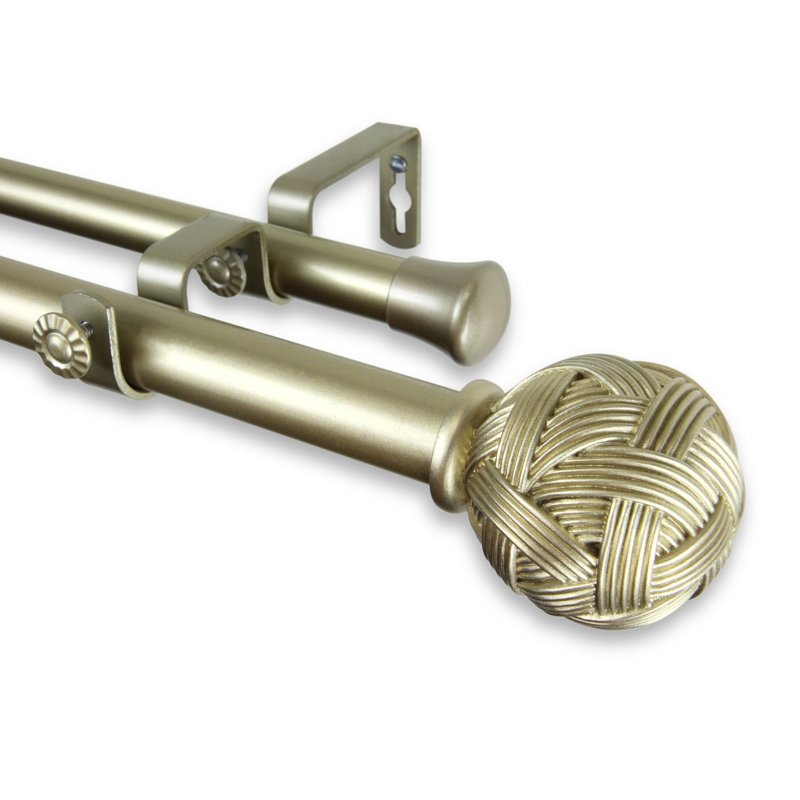 Tringle à rideaux double réglable Emerich, Nickel satiné, l 66 à 120 po