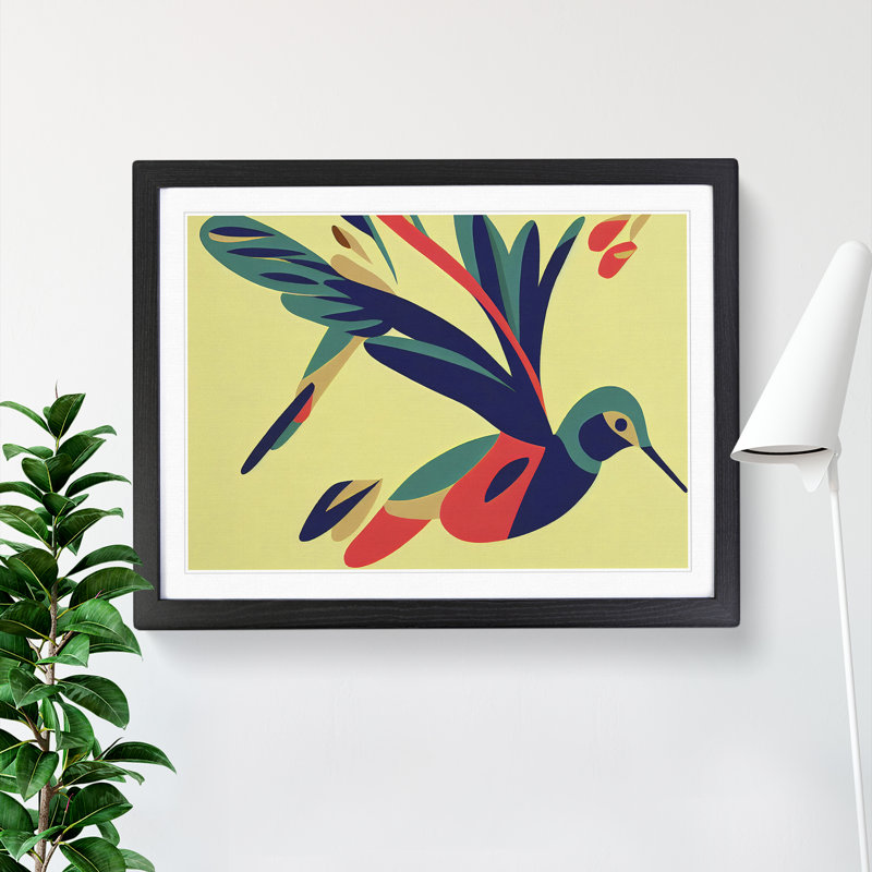 Blessed Abstract Hummingbird - Framed Print, 34cm H x 46cm W x 2cm D, Black