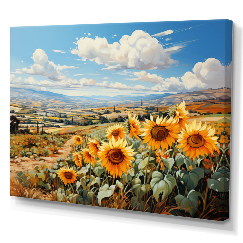 Koleby, Espagne, tournesols, champ de chaleur, sur toile I, 30" H x 40" W, Toile tendue