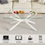 Table basse rectangulaire en verre transparent de 39,37 po avec pieds élégants en métal blanc pour le salon | Idée cadeau-386711416-386711418