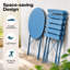 Ensemble 3 pièces de table bistro et chaises pliantes en acier, bleu-133665450