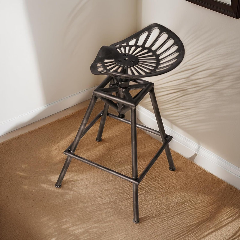 Tabouret de bar en métal rustique avec tabouret de bar de 27,5 à 33,4 po de hauteur et de style industriel