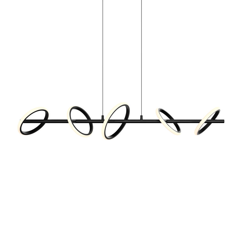 Jakylee 5 - Light Matte Black LED Kitchen Island Pendant