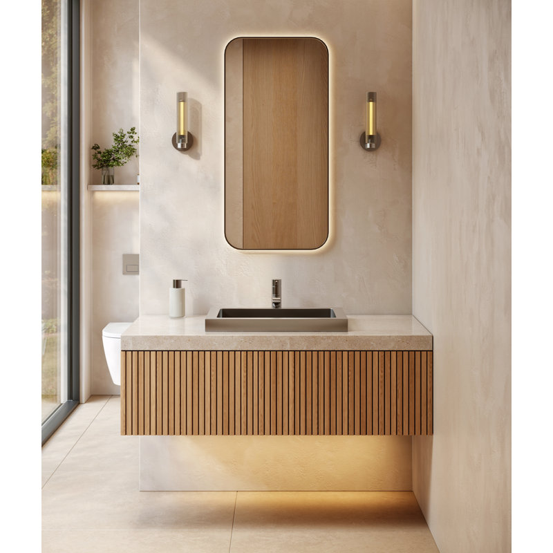 Lavabo de salle de bain à double fixation en acier inoxydable 304 calibre 18 de 22,6 pouces Cantrio MS-023, Chrome