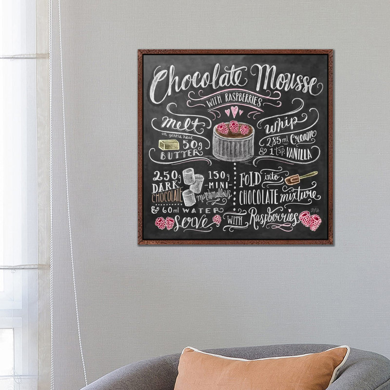Chocolate Mousse Recipe - Print on Canvas, 66.04cm H x 66.04cm W x 3.81cm D, Classic Brown Wood Floater Framed