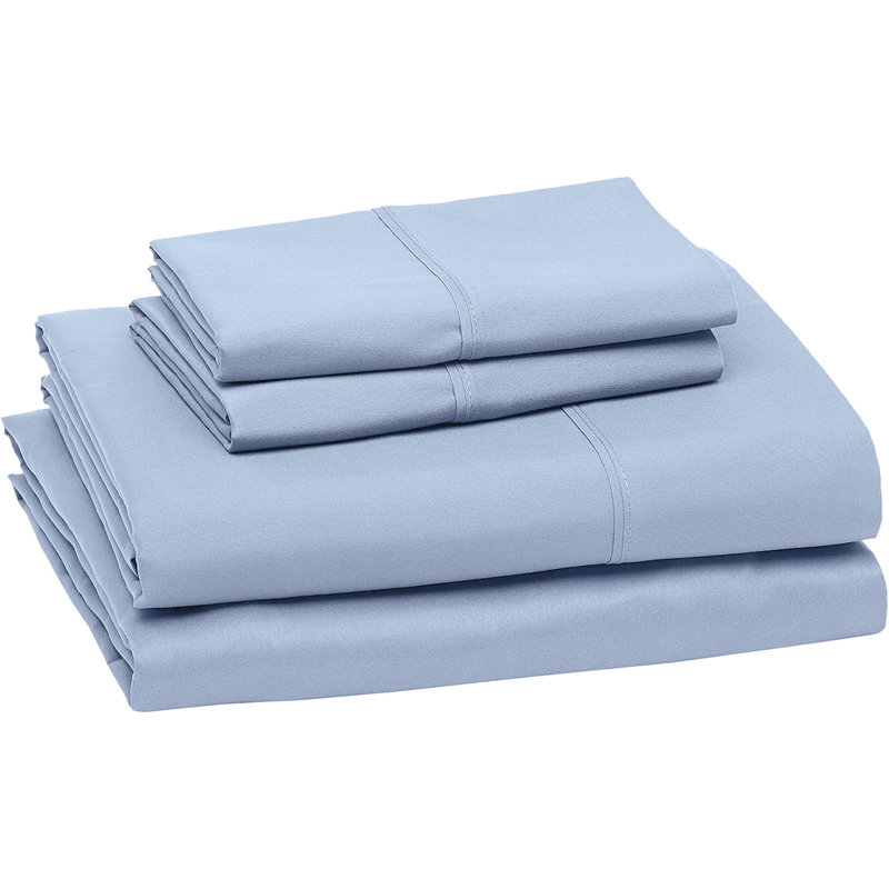 Ensemble de draps 100 % coton à fibres longues haut de gamme Milano à contexture de 1000 fils, Bleu