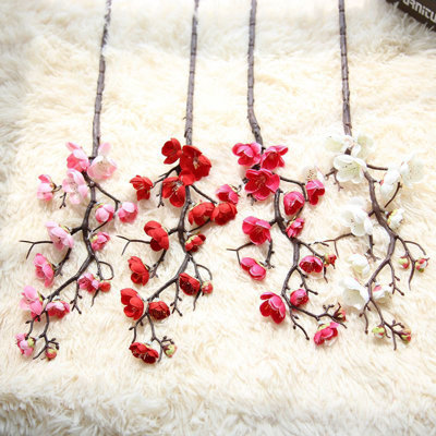 Plum Blossom Branch Fake Flower Ornaments Simulation Flower Wintersweet Dried Flower Peach Blossom Living Room Furnishings Flower Bunches Dining Table Living Room Home Decoration (Set Of 7)