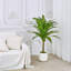 Maïs artificiel 4,3 pi Dracaena Fragrans en pot décoratif en céramique blanche-571941256-571941257