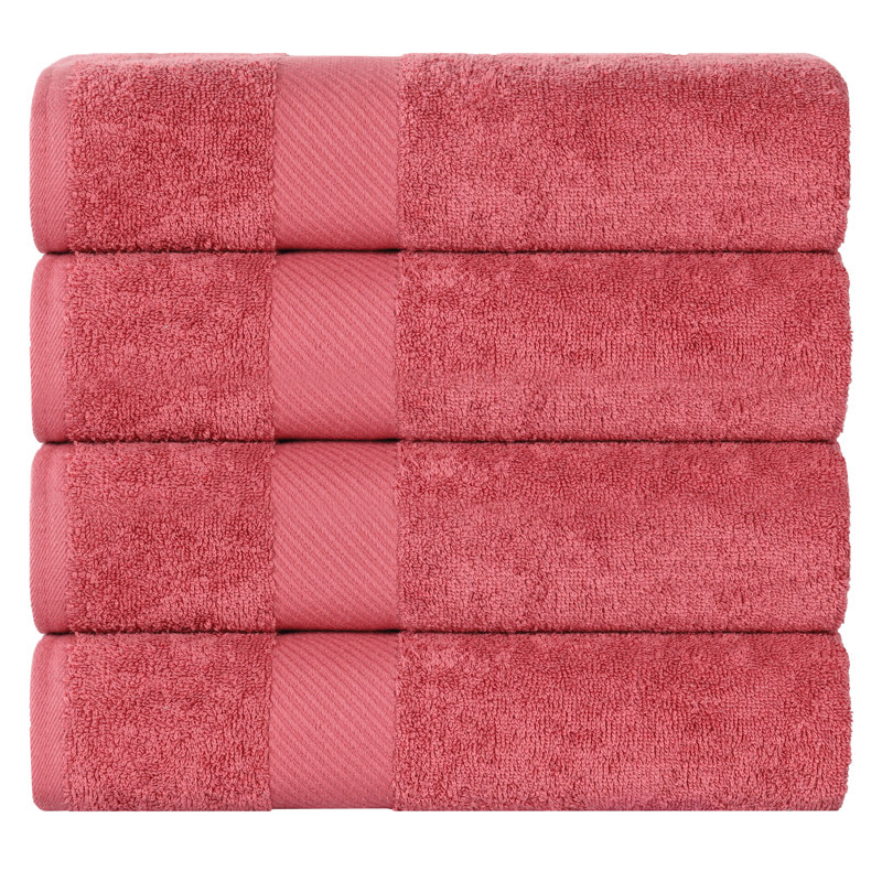 Certified Egyptian Cotton Medium Weight Solid Luxury 4 Piece Bath Towel Set, Black