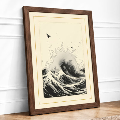 Cresting Wave Japandi - Framed Print