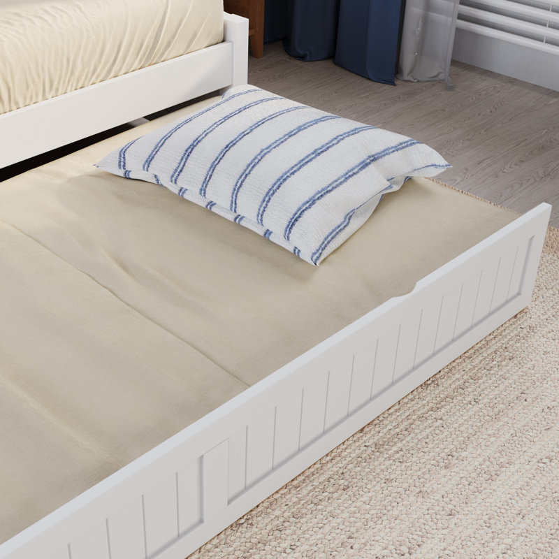 Antavious Coastal Cottage Solid Wood Twin Daybed with Twin Trundle, White