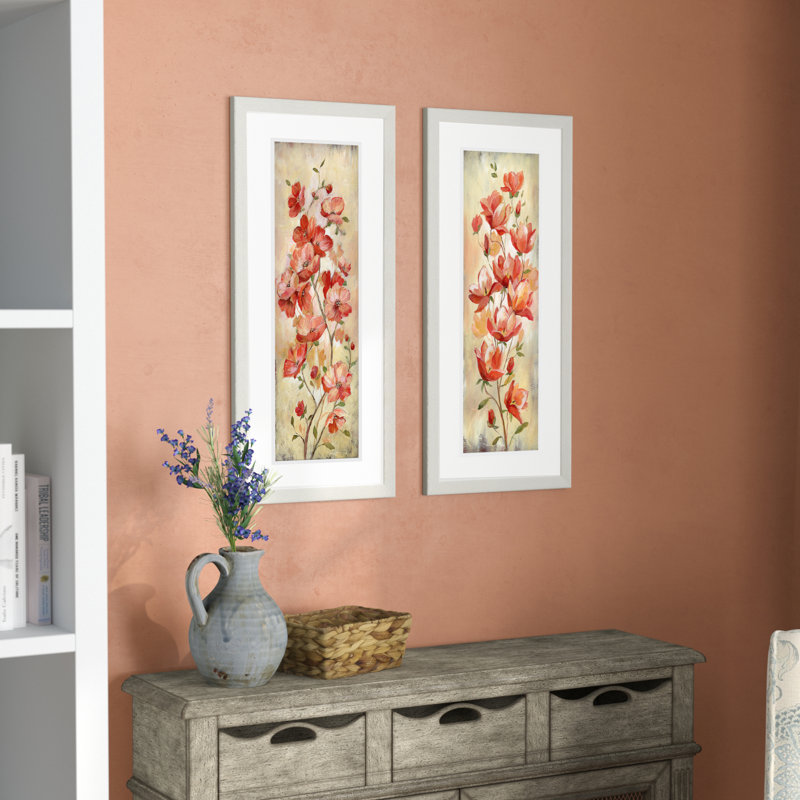 « blushing beauties », ensemble de 2 reproductions de peintures à l’acrylique encadrées, Blanc