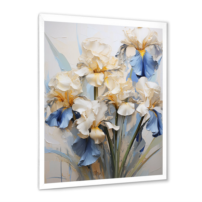 Minimalisme Irises Melody II sur toile, Cadre photo blanc, H 32 po x l 24 po x P 1 po