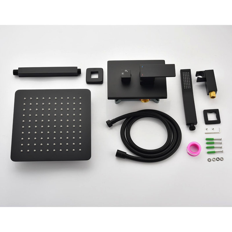 Shower Head System - Sleek Bathroom Element Matte Black Ceiling Mounted Versatile Design, Matte Black