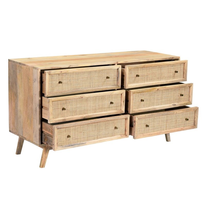 Shriya Solid Wood 147cm W 6 - Drawer Chest of Drawers