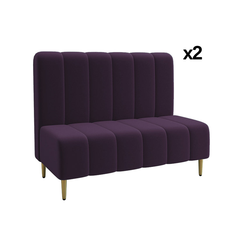 Banc rembourré en velours, Mauve