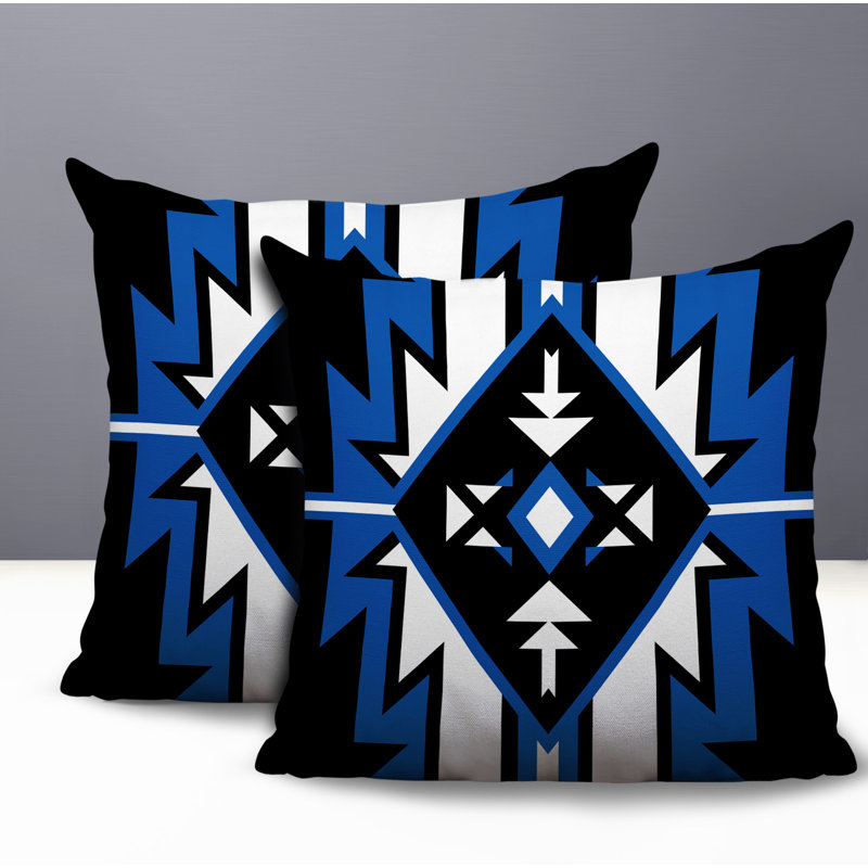Oreiller réversible intérieur / extérieur Loma, Blue, 18 x 18