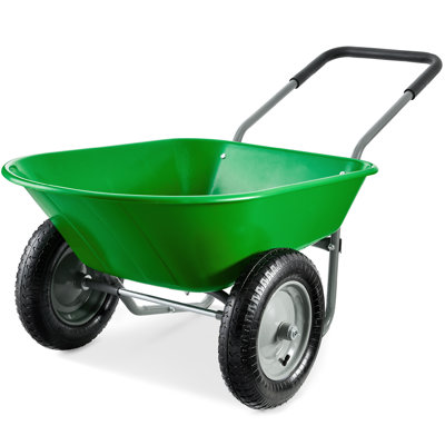 Best Choice Products Dual-Wheel Home Wheelbarrow Yard Garden Cart For Lawn, Construction