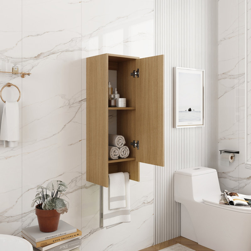 Armoire murale avec porte-serviettes mural, Chêne