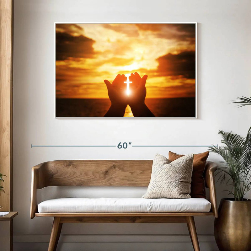 Religion, 46 po x 31 po, Cadre flottant blanc