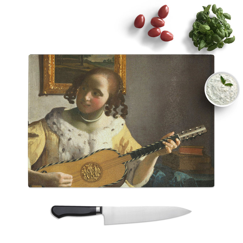 Girl Playing Instrument by Johannes Vermeer Chopping Board, 0.4cm H x 20cm W x 28.5cm L