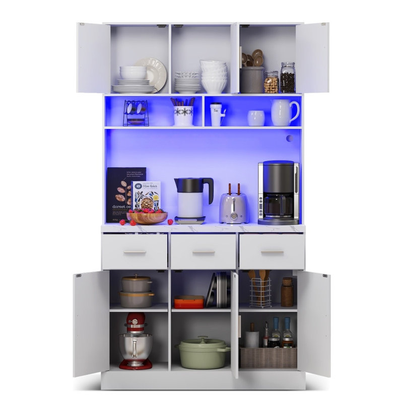 180cm Kitchen Pantry, White