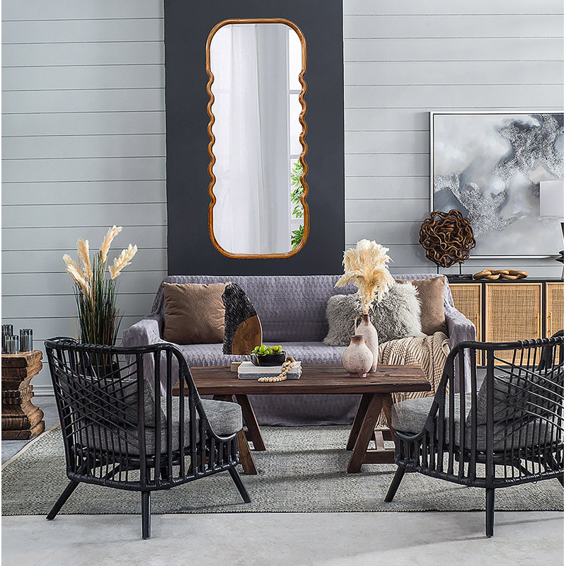 Miroir surdimensionné en bois 31,4 x 1,4 x 74 po avec cadre brun unique