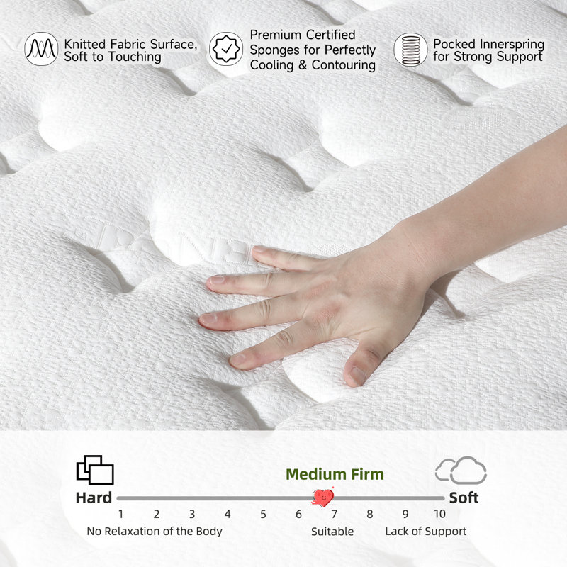 Abid Medium Hybrid Mattress, Twin, 14"