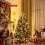 Sapin de Noël pré-éclairé à flocons de neige avec baies rouges, 6/7,5/9 pi, 8 modes-792393284