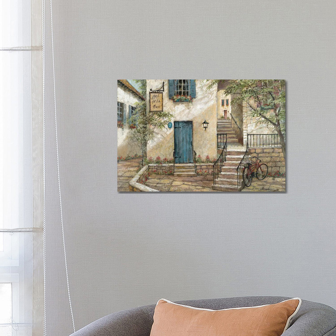 Hotel De La Place von Ruane Manning - Galerie-verpackte Leinwand Giclée auf Leinwand