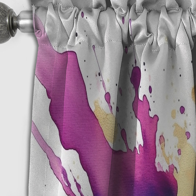 Rideau abstrait occultant mauve et rose à motif de fractales - 1 panneau, L 52 po x L 108 po