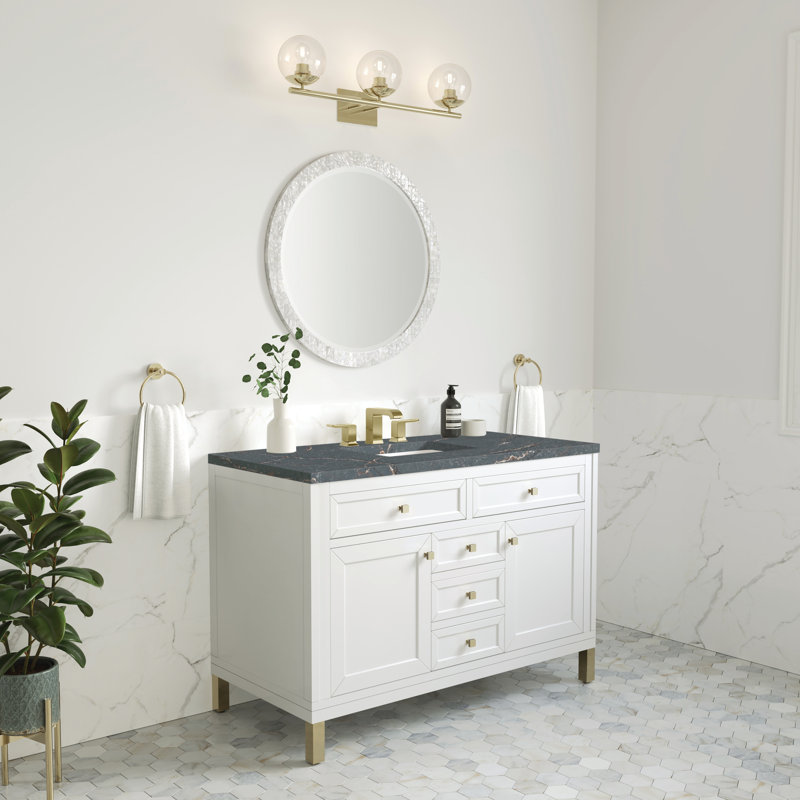 Chicago 48'' W Single Vanity, Glossy White, Parisien Bleu, 8" Widespread