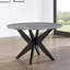 Table de salle à manger ronde 48 pouces avec plateau en faux marbre et pieds en bois massif - Finition noire