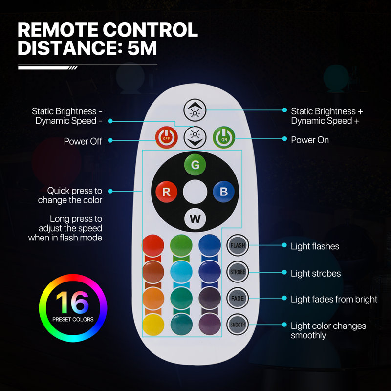 16-Inch Multicolor LED Sphere Mood Light with Remote
